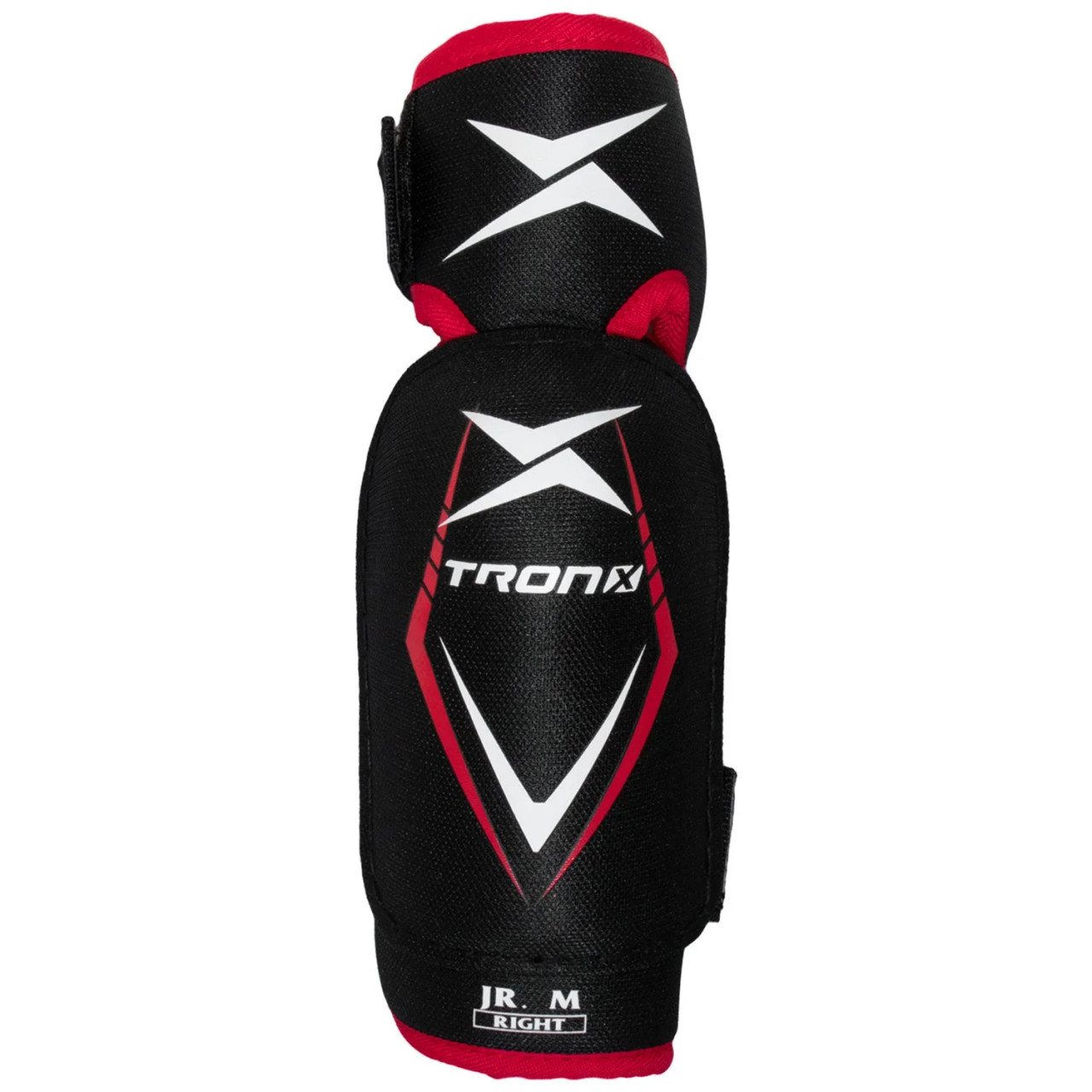 youth hockey elbow pads, TronX Force, dual-density foam, plastic reinforcement, molded plastic elbow cap, water-resistant, anatomically shaped, lightweight hockey gear, slash protection, hockey safety equipment