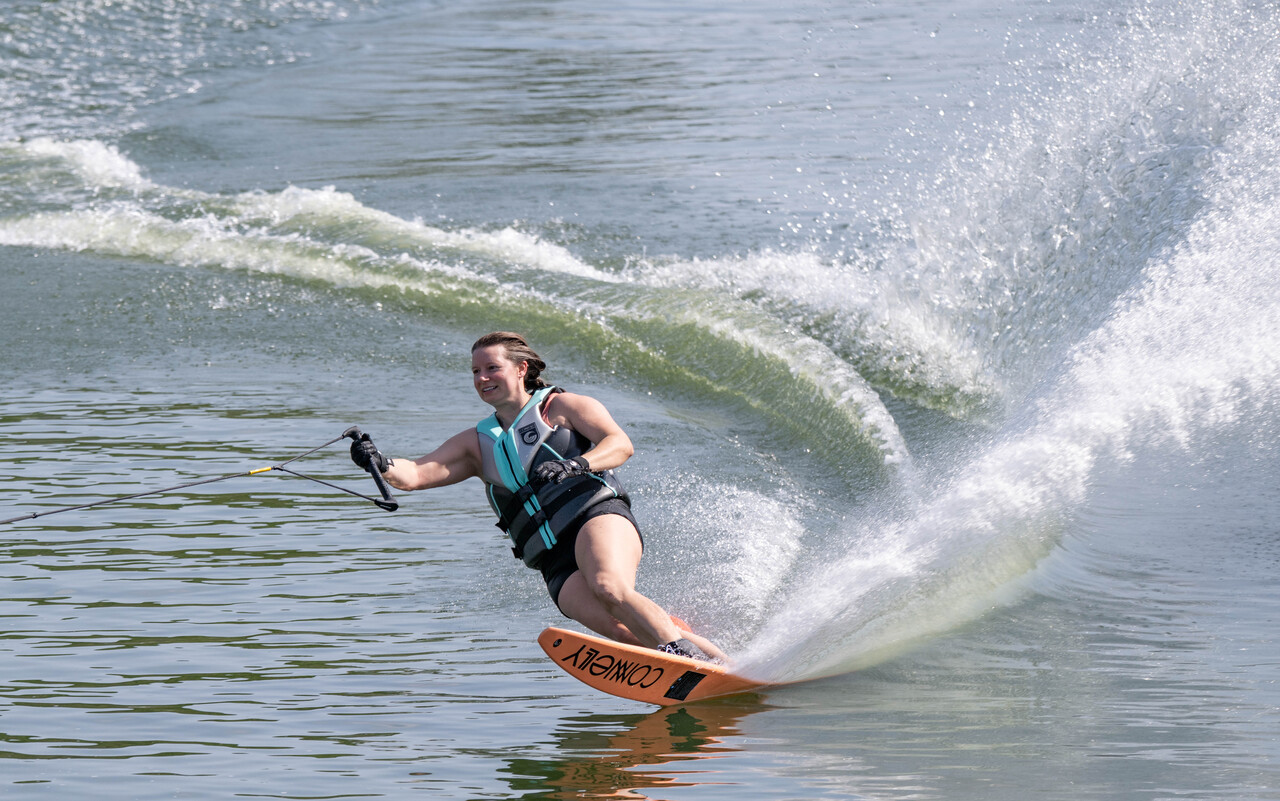 Skiier on Connelly Rocket 67" Slalom Water Ski Skiier on Connelly Rocket 67" Slalom Water Ski