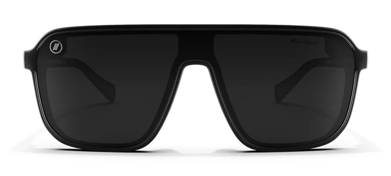 Blenders Meister X2 Nimble Beast Aviator Sunglasses with gloss black frame and single-lens PureBlend™ Smoke Black lens, unisex design for medium to large fit