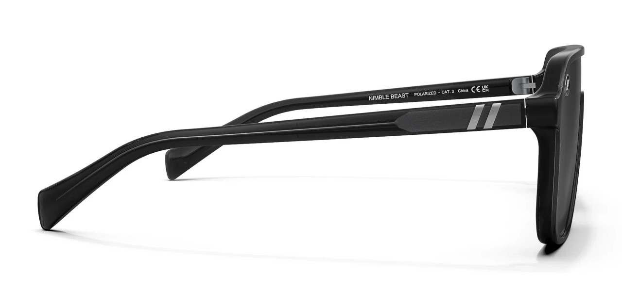 Blenders Meister X2 Nimble Beast Aviator Sunglasses with gloss black frame and single-lens PureBlend™ Smoke Black lens, unisex design for medium to large fit
