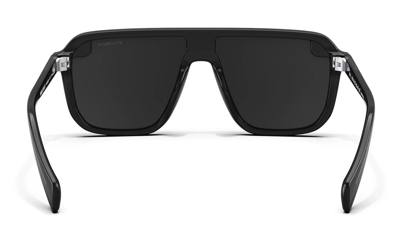 Blenders Meister X2 Nimble Beast Aviator Sunglasses with gloss black frame and single-lens PureBlend™ Smoke Black lens, unisex design for medium to large fit