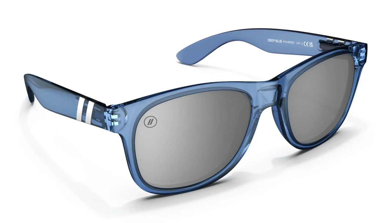 Blenders M Class X2 Deep Blue sunglasses with glossy crystal blue frame and silver mirrored polarized lenses
