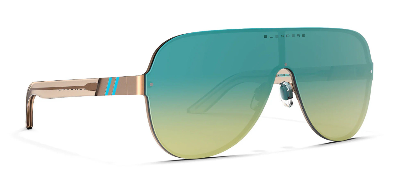 Blenders Falcon Awesummer sunglasses with tropical gradient polarized lens and matte champagne aviator frame