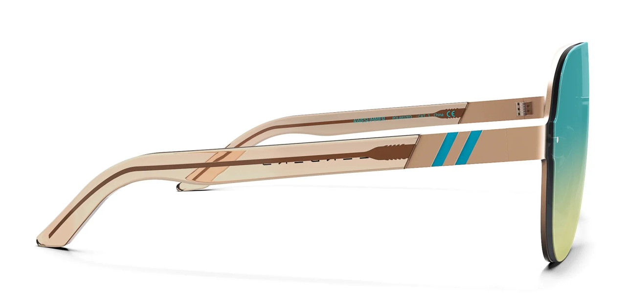 Blenders Falcon Awesummer sunglasses with tropical gradient polarized lens and matte champagne aviator frame