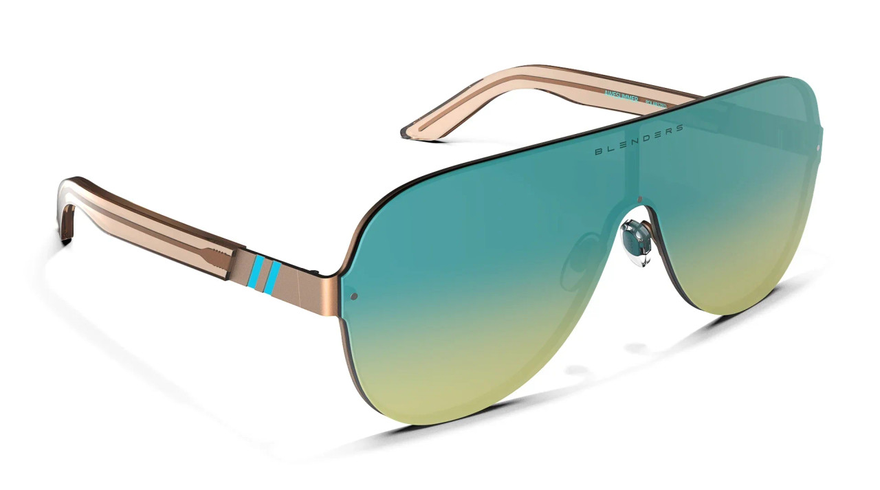Blenders Falcon Awesummer sunglasses with tropical gradient polarized lens and matte champagne aviator frame