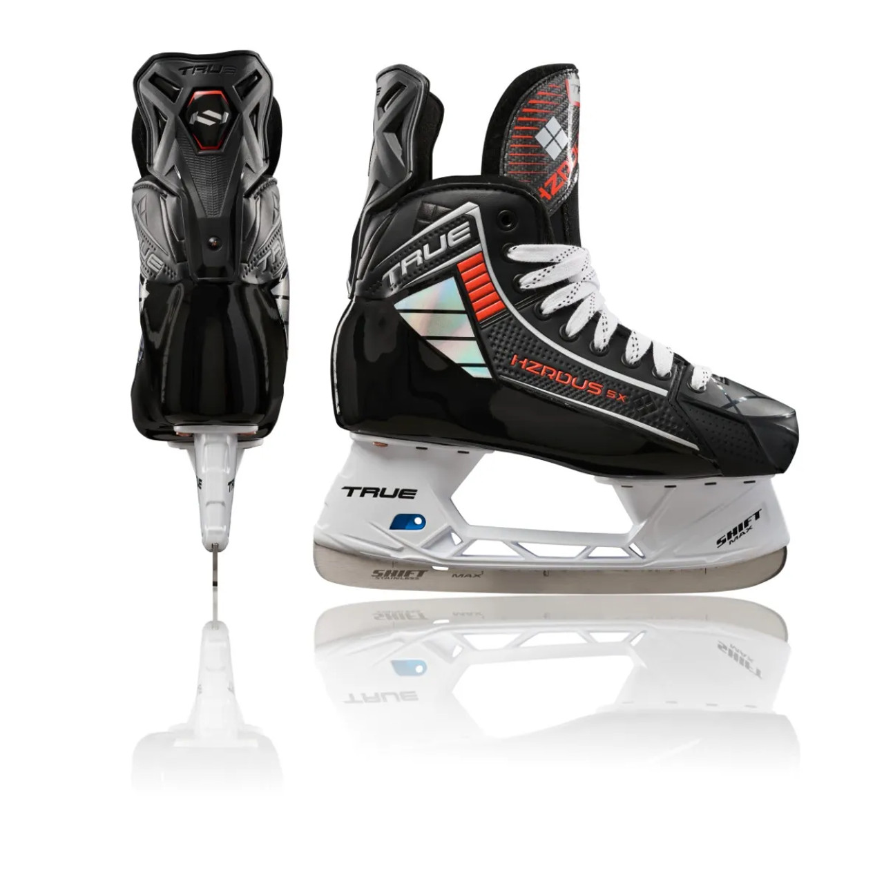 Pair of True HZRDUS 5X Intermediate Ice Hockey Skates with high-performance steel blades Pair of True HZRDUS 5X Intermediate Ice Hockey Skates with high-performance steel blades