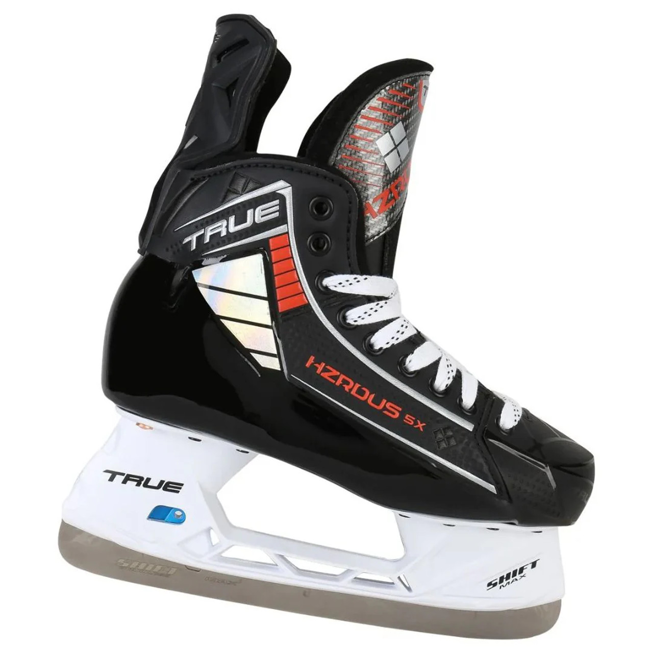 Thermoformable boot on True HZRDUS 5X skates for custom fit and comfort Thermoformable boot on True HZRDUS 5X skates for custom fit and comfort