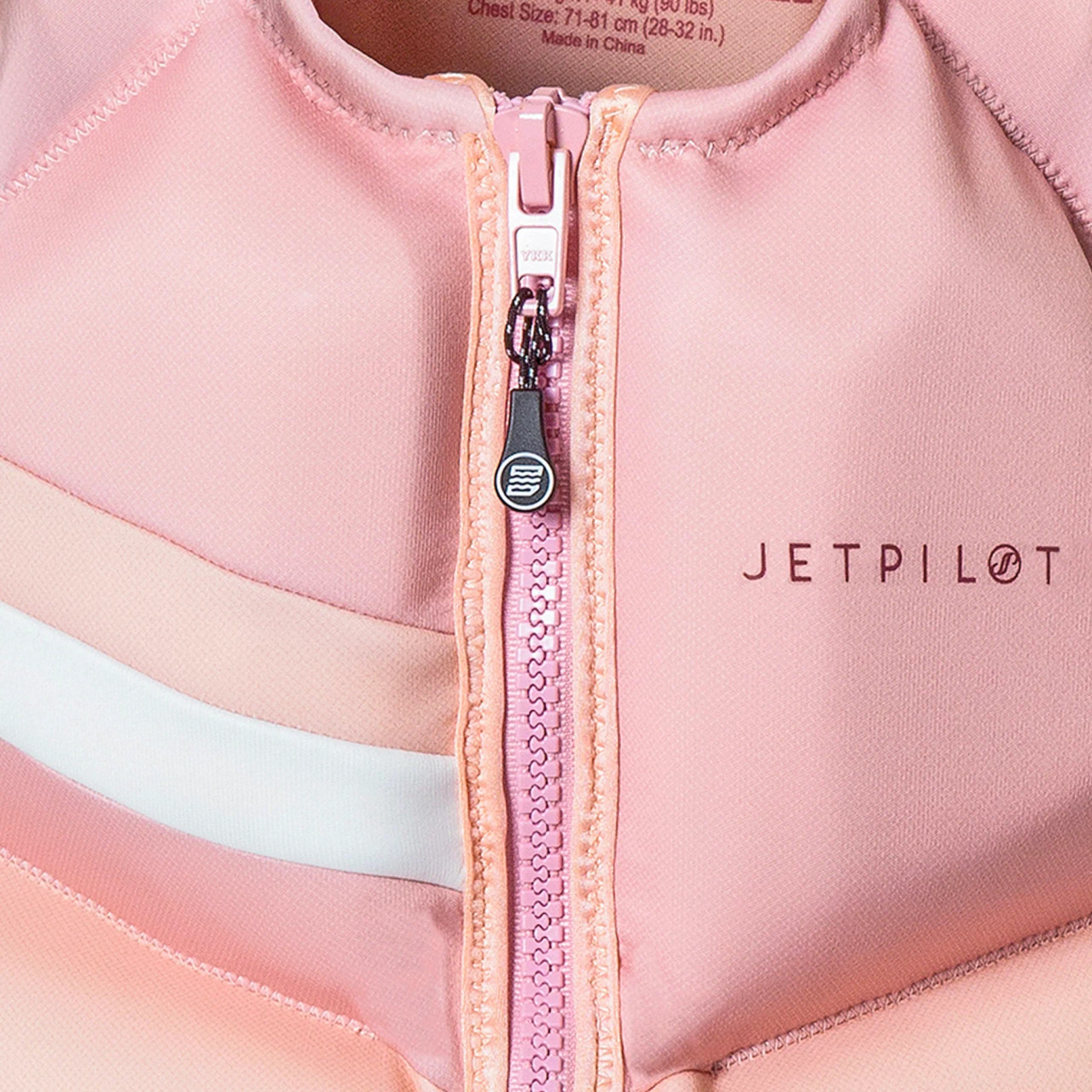 Jetpilot Women’s Armada life vest showing YKK zipper and buckle system Jetpilot Women’s Armada life vest showing YKK zipper and buckle system