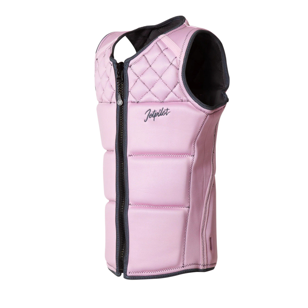 Side profile of Jetpilot Wavefarer NCGA vest showing segmented foam design pink Side profile of Jetpilot Wavefarer NCGA vest showing segmented foam design pink