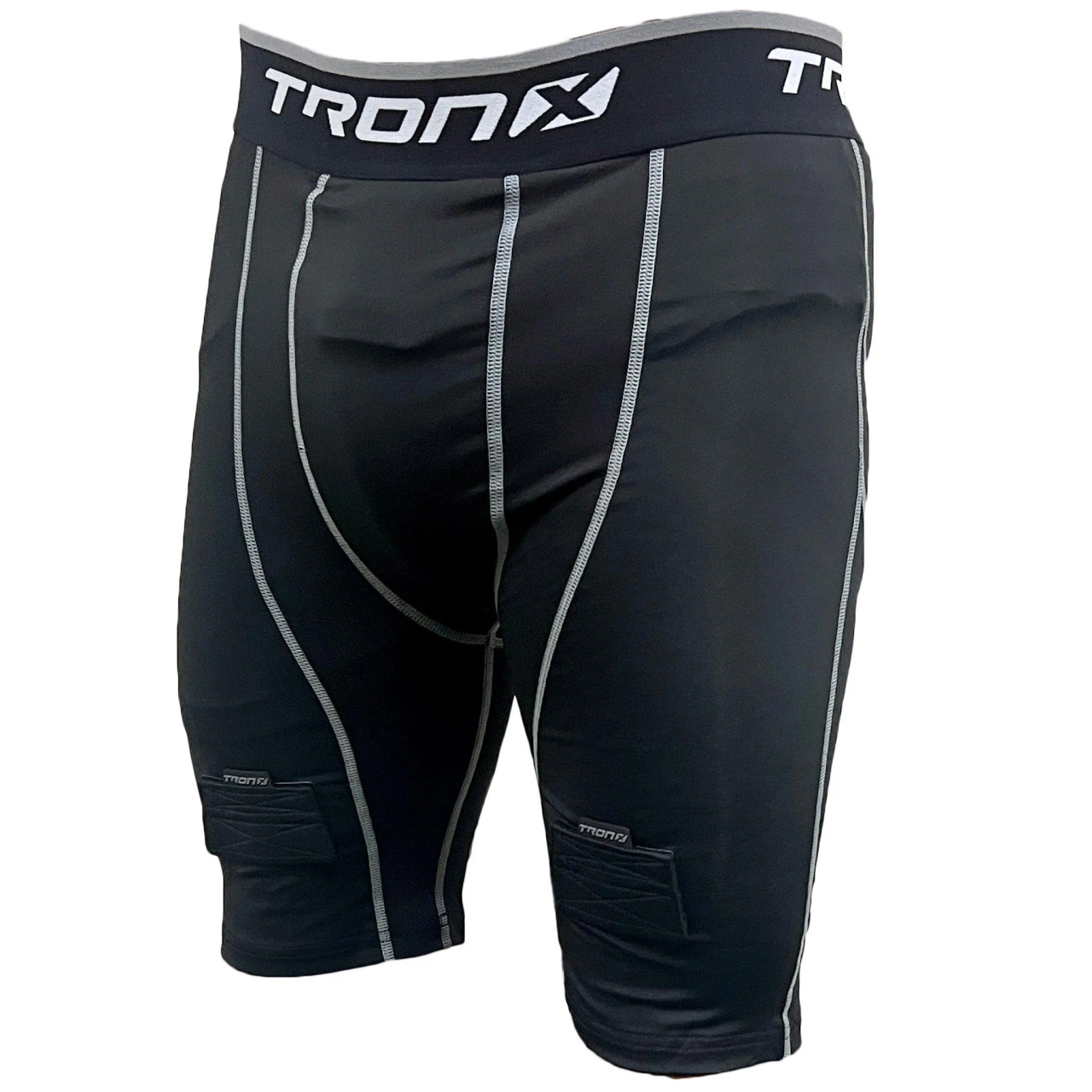 TronX Senior Compression Hockey Jock Shorts front view with cup included