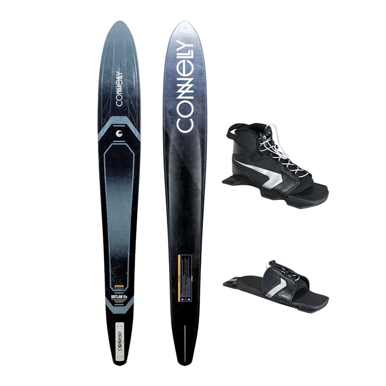 Connelly Outlaw Slalom Ski with Shadow Front Boot and Lace Adjustable Rear Toe Plate