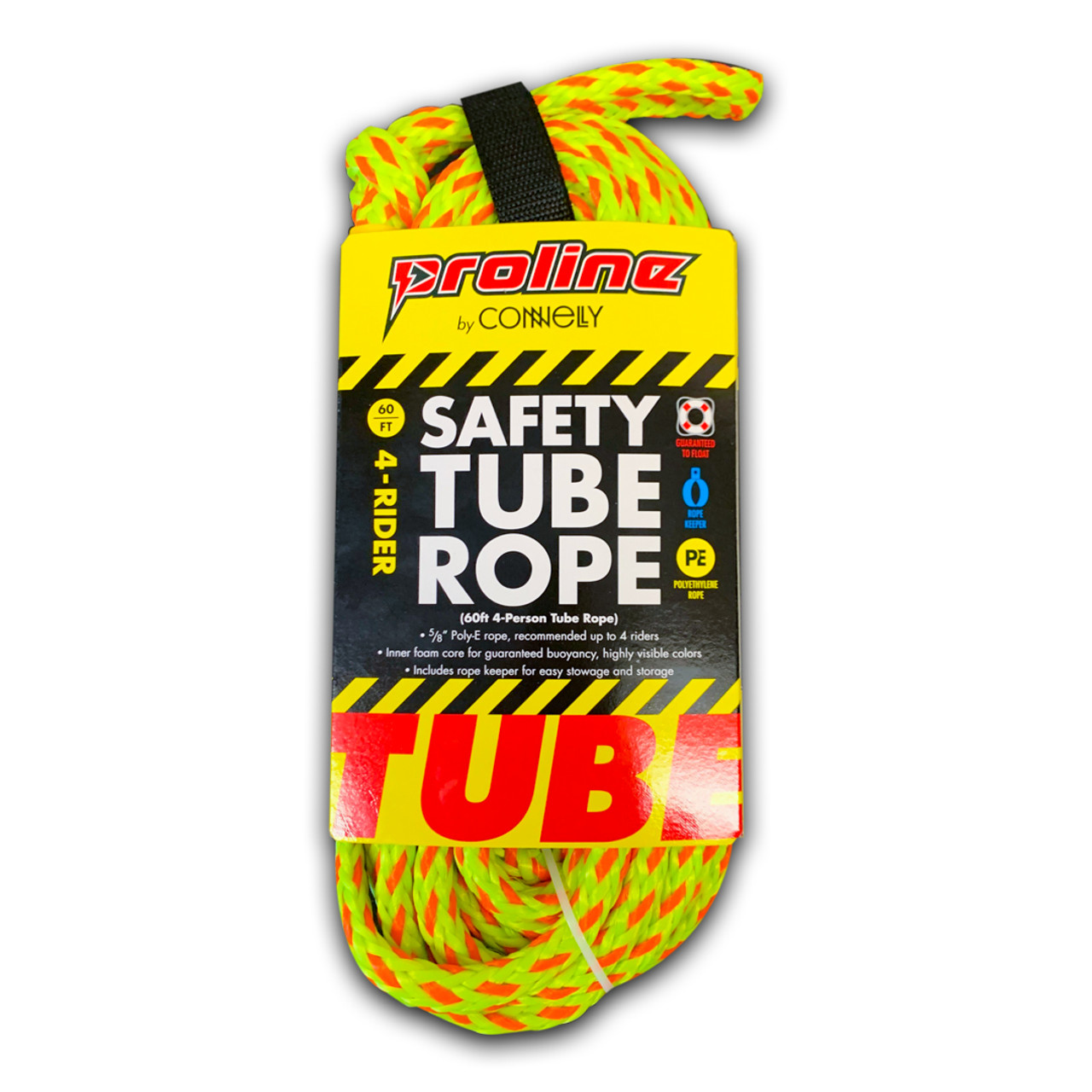 Proline 4-Rider Safety Tube Rope coiled with bright high-visibility colors