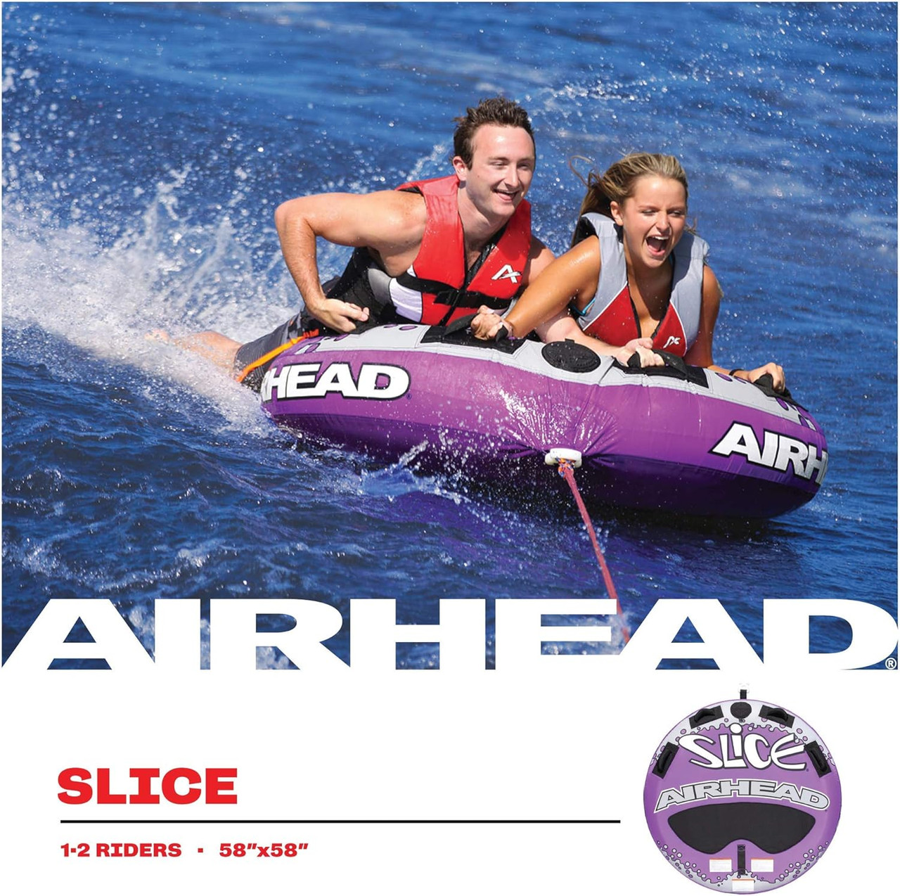 Airhead Slice 2 Rider Towable Tube on water