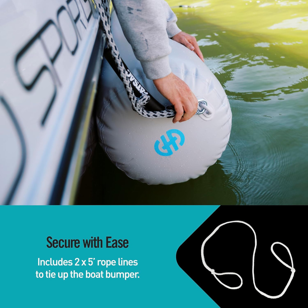 Dual tie-down cleats with rope lines attached