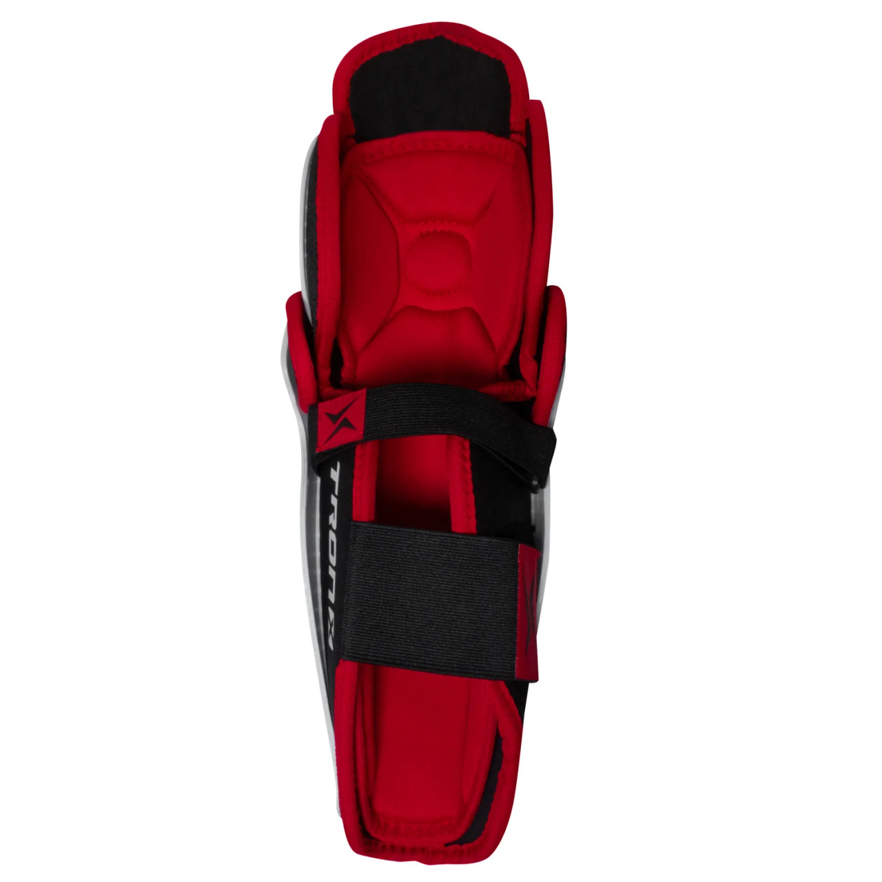 Inside view of TronX Force Junior Hockey Shin Guards showing removable microfiber liner