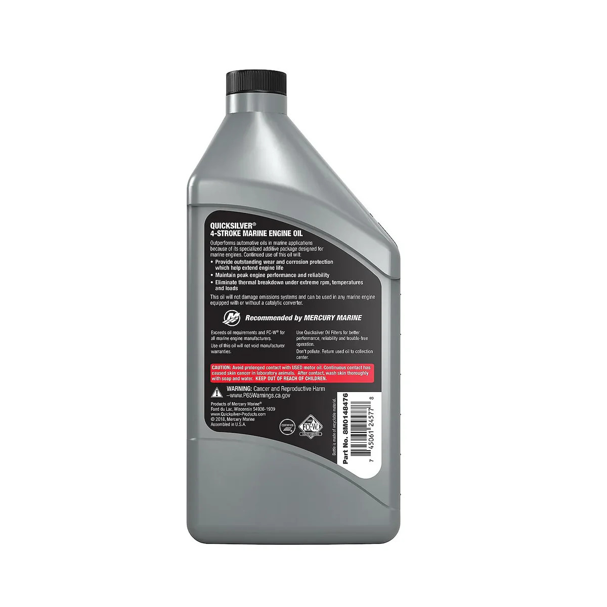 Quicksilver SAE 10W-40 4-Stroke Marine Engine Oil Quart back
