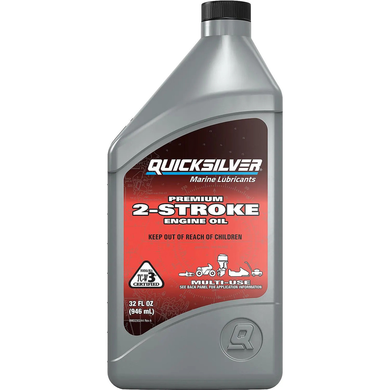 Quicksilver Premium 2-Stroke Engine Oil 1 Quart - 8M0229789 front