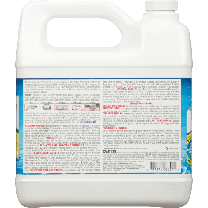 Marine Spray Nine Heavy-Duty Cleaner 1 Gallon bottle label