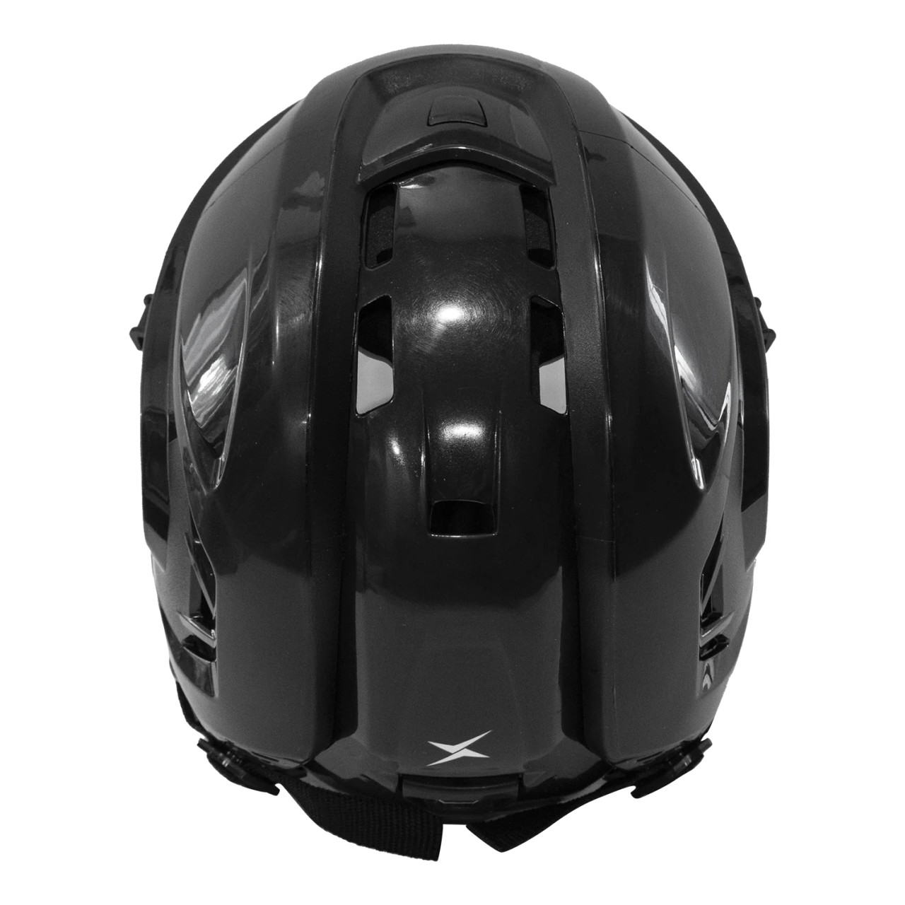 TronX Stryker hockey helmet back view with adjustment clips