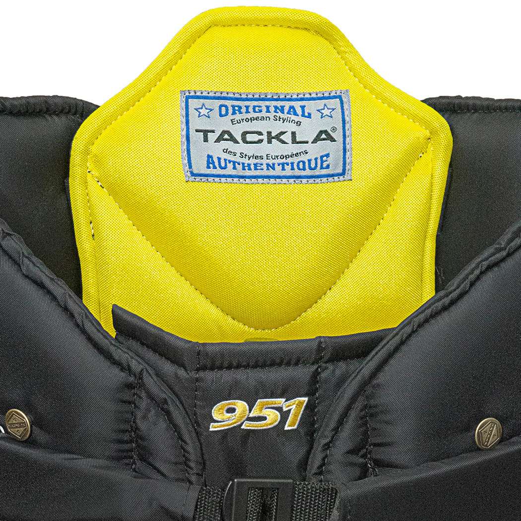 Tackla 951 junior ice pants showing flex high back design