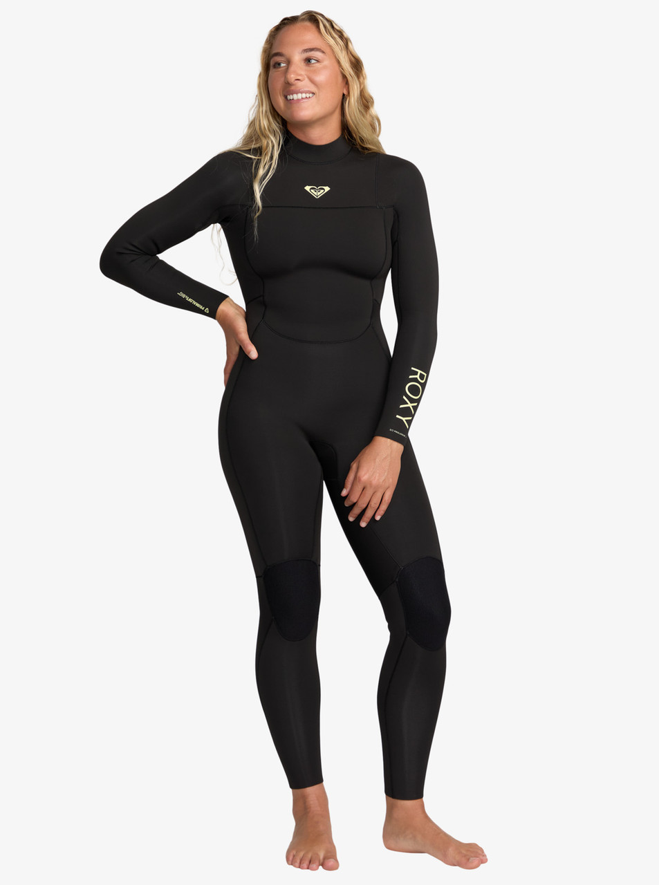Roxy 4/3mm Prologue+ women’s back zip wetsuit front view black