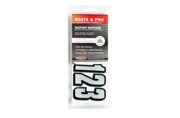 Hardline silver and black 3 inch boat registration kit