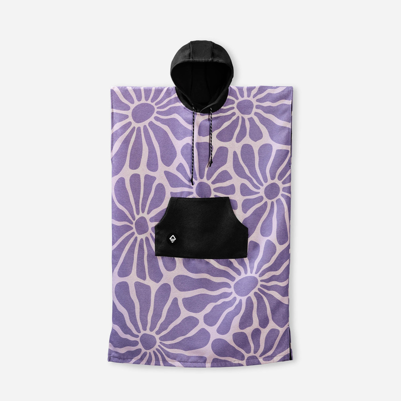 Nomadix Changing Poncho Lazy Daisy Dusk front view with hood up