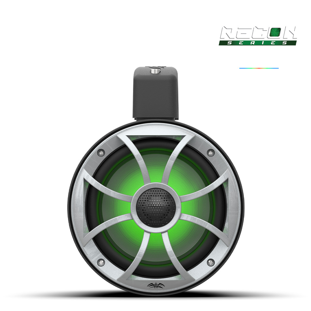 Wet Sounds RECON 6 POD-B Coaxial Tower Speakers w/ XS-Silver RGB Grilles - Grille Green