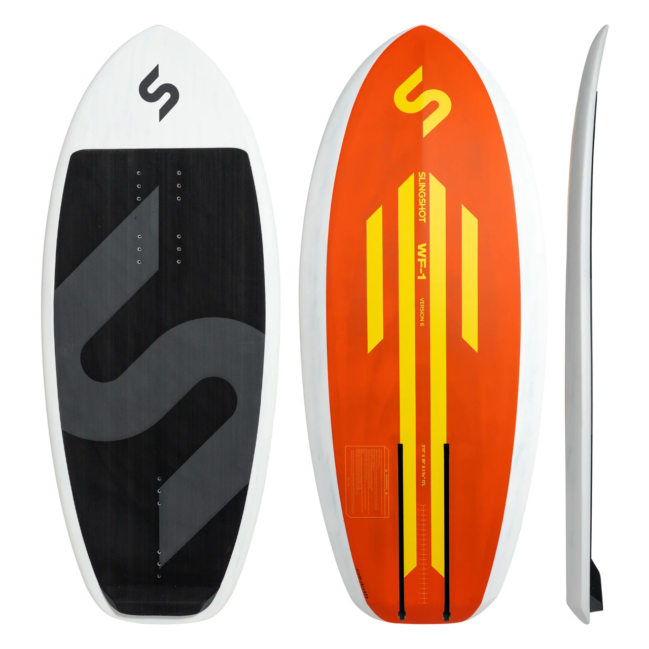 Slingshot WF-1 V6 3'11 wake foil board top view with EVA deck pad