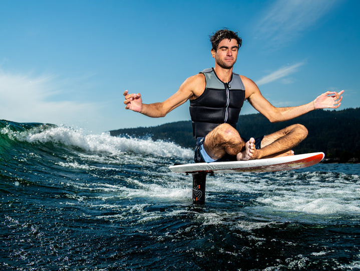 Slingshot wake foil setup for carving and pumping on flat water at Boater's Outlet