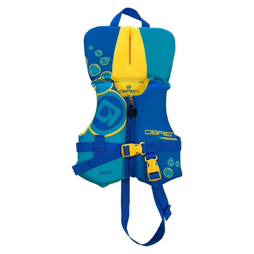 Front view of O'Brien Blue Infant Life Jacket LTD