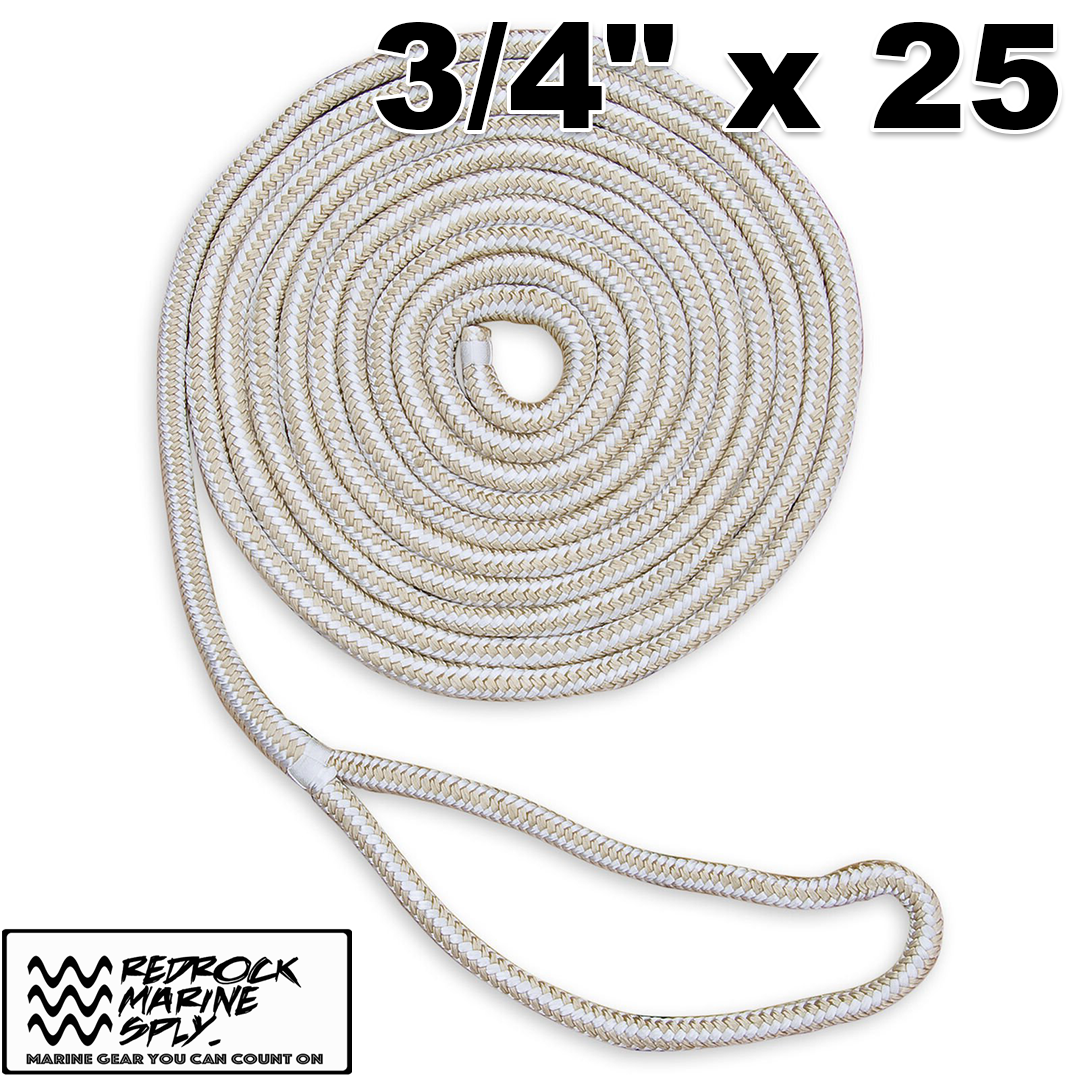 Redrock Premium Double Braid Nylon Dock Line, 3/4" x 25' Gold