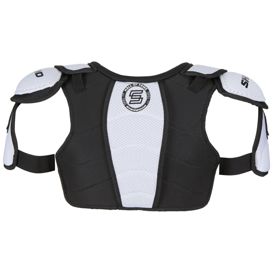 Sherwood 9950 HOF shoulder pads back view spine protection detail