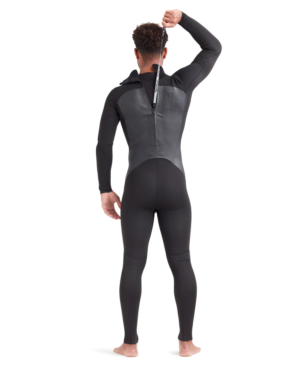 Body Glove Phoenix men’s full wetsuit black rear zipper back view
