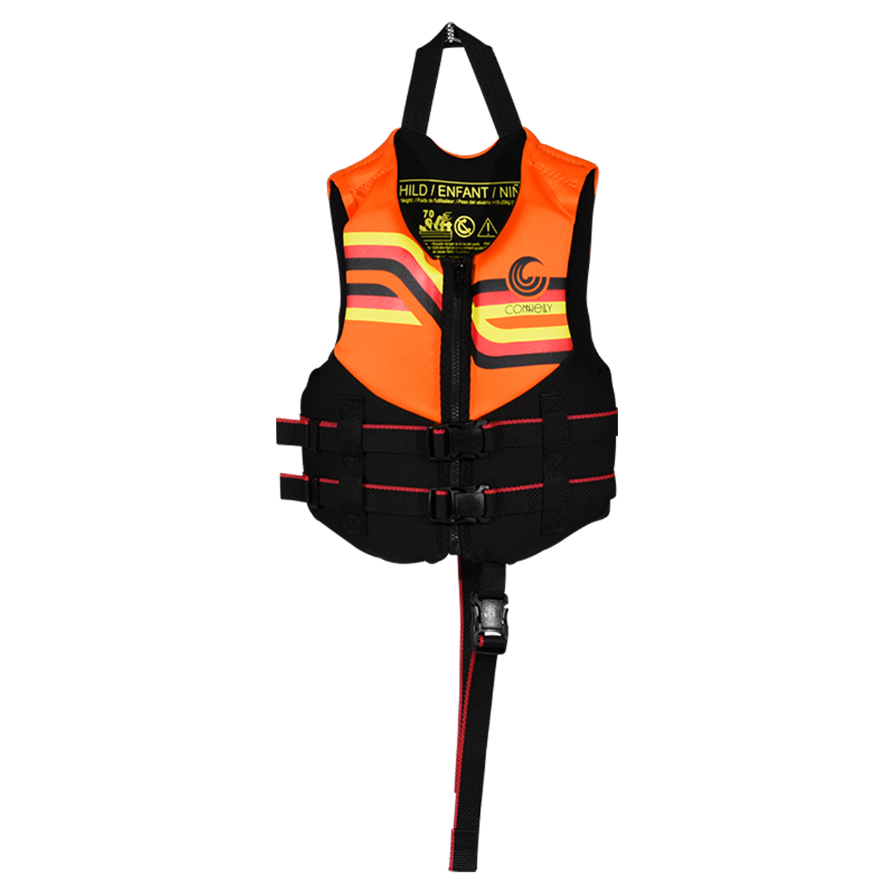 Connelly Child Promo neoprene life vest red and orange front view