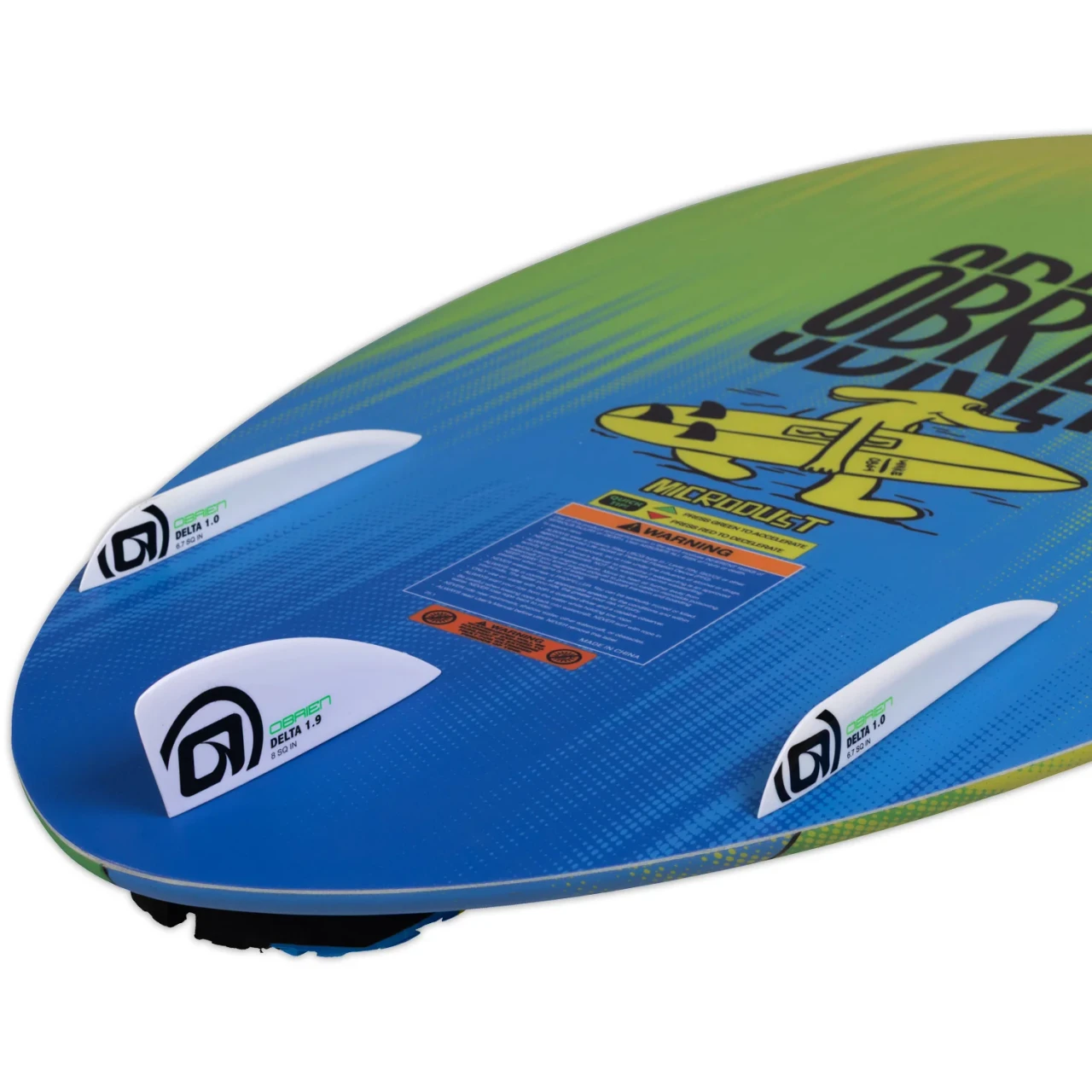 O'Brien Micro Dust wakesurf board removable Delta fins
