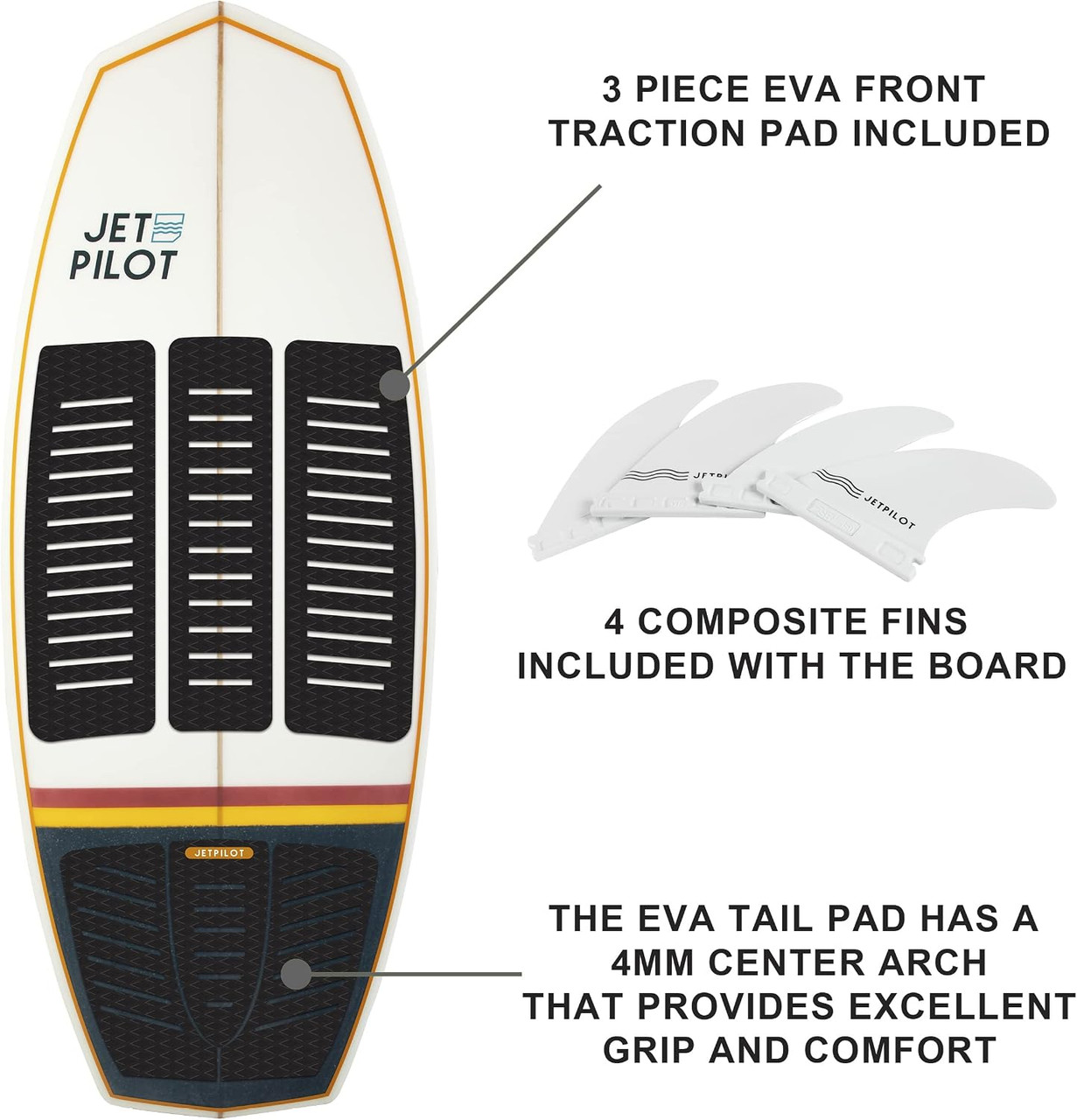 Jetpilot Shovel Nose wakesurf board quad fin setup