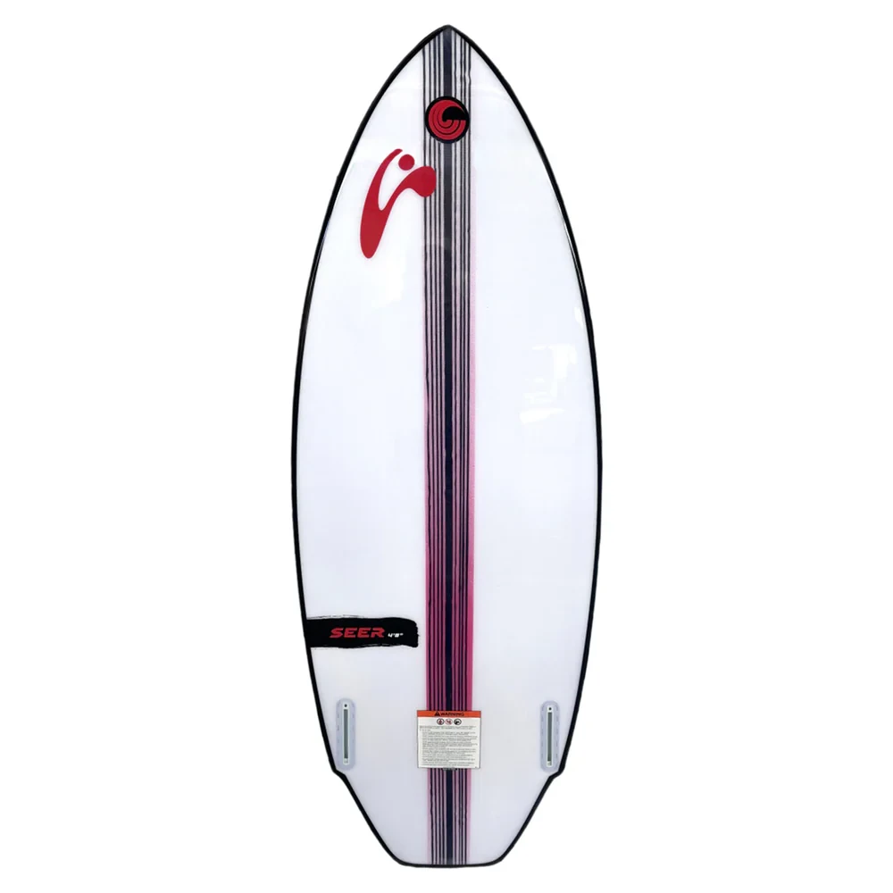 Connelly Seer 2026 wakesurf board base showing dynamic concave bottom shaping and twin Futures fin boxes