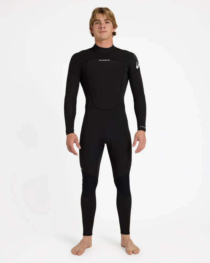 Quiksilver Men’s Prologue+ 3/2mm Back Zip Wetsuit – Black Flatlock Fullsuit