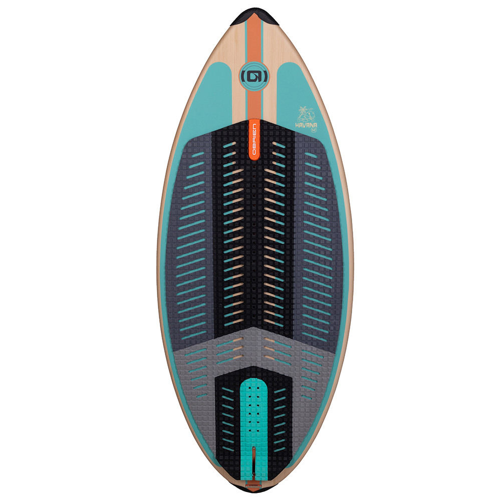 O'Brien Havana 60 inch wakesurf board with oversized EVA pad, arch support, and kicktail