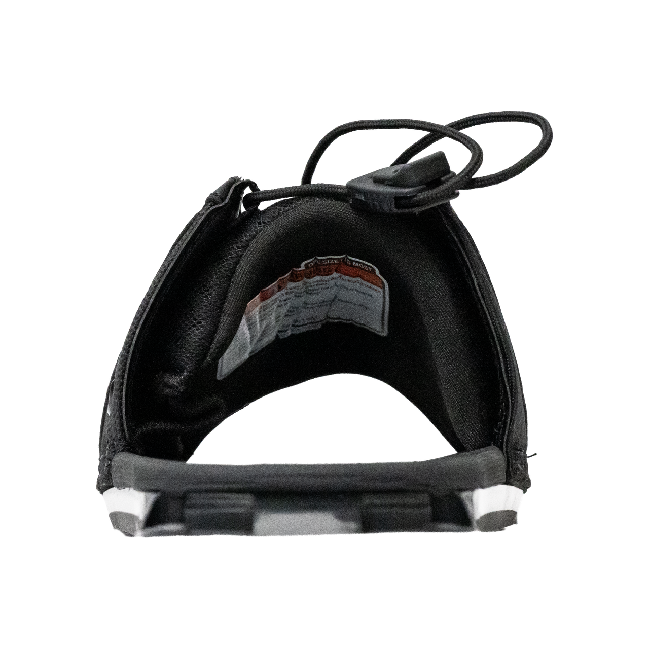 Connelly rear toe plate showing lace adjustment system and stitched design