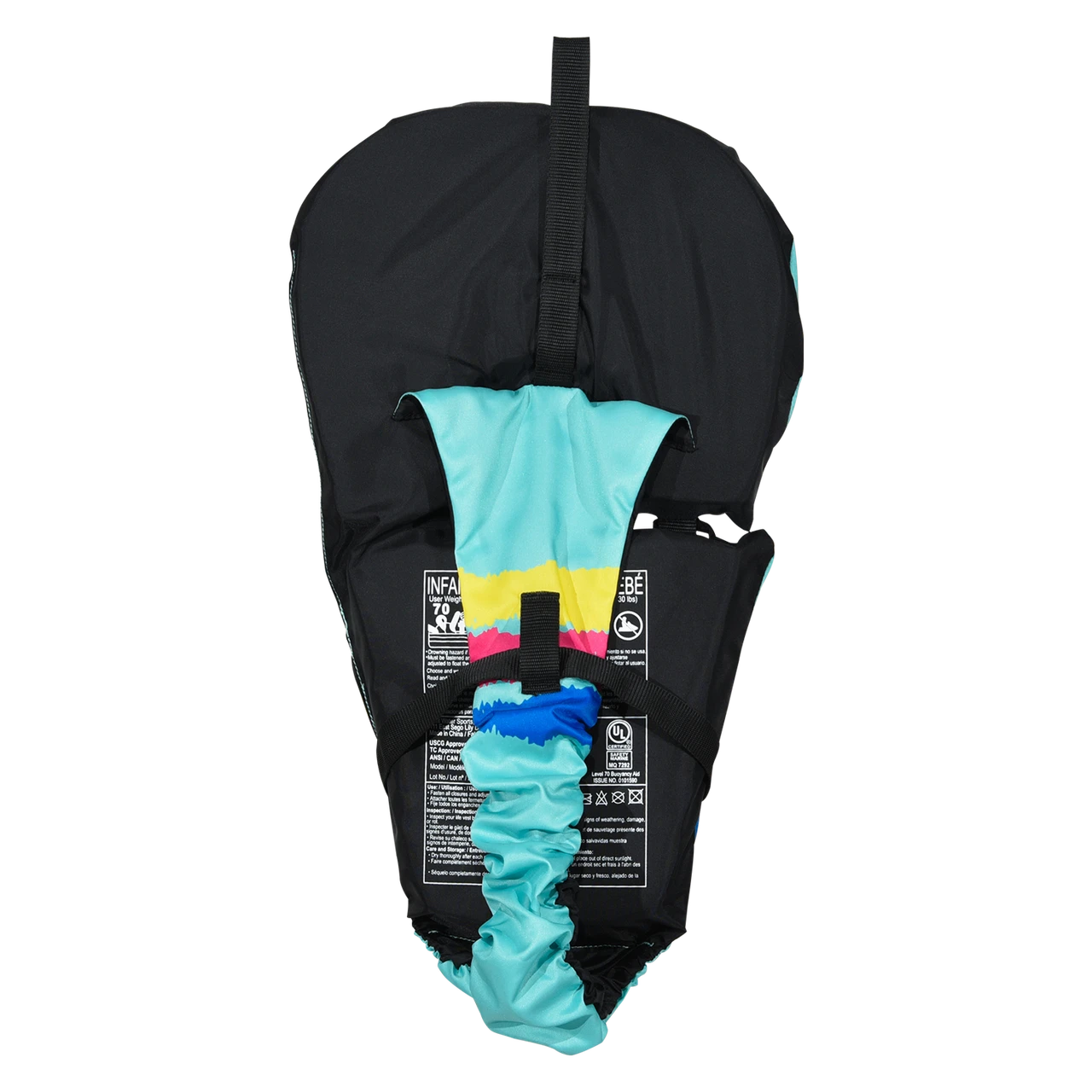 Connelly Baby Safe infant PFD with supportive flotation collar and grab strap girls