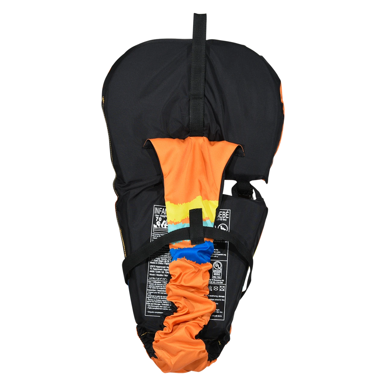 Connelly Baby Safe infant PFD with supportive flotation collar and grab strap boys