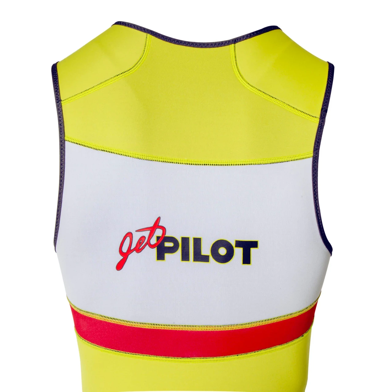 Jetpilot Vintage Class John wetsuit rear view showing vintage-inspired Neon Yellow design