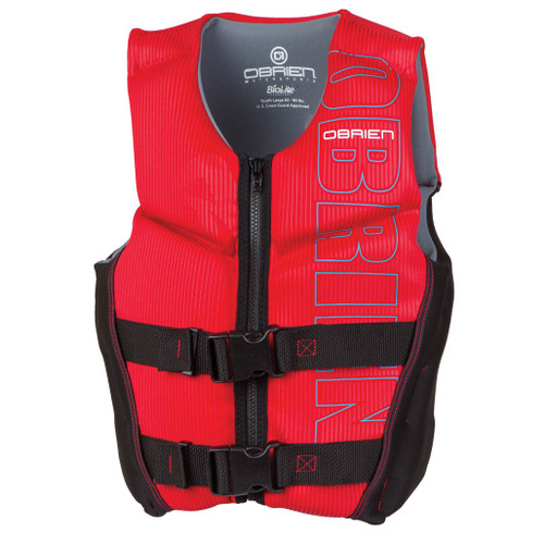 O'Brien Youth Large Boys V-Back Neoprene Life Jacket Black/Red 65-90 Lbs.