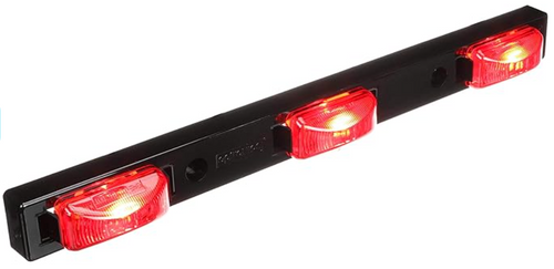 waterproof LED light bar, trailer identification light, sonically sealed trailer light, impact-resistant trailer light, SAE DOT FMVSS CMVSS trailer light, three-light LED bar, trailer lighting replacement, polycarbonate trailer light, waterproof trailer light bar, trailer LED lights.