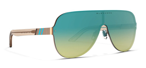 Blenders Falcon Awesummer sunglasses with tropical gradient polarized lens and matte champagne aviator frame