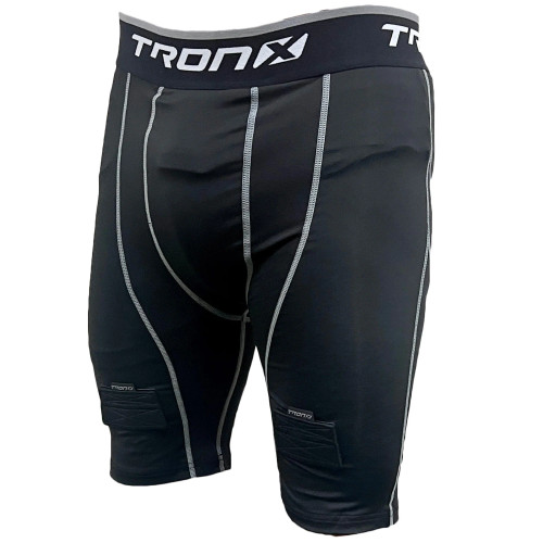 TronX Senior Compression Hockey Jock Shorts front view with cup included