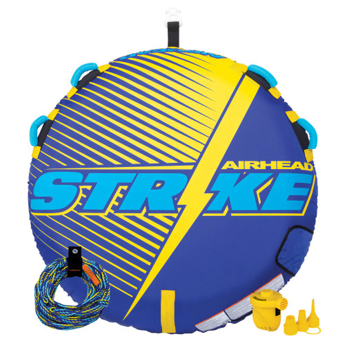 Airhead Strike Kit 1 Rider Towable Tube with Pump and Rope Bundle