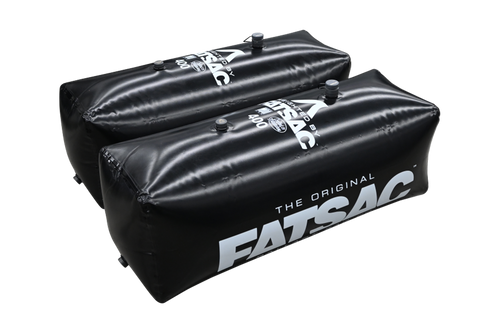 FatSac V-Drive Wakesurf Sac Ballast Bag Set in black showing two 400 lb sacs